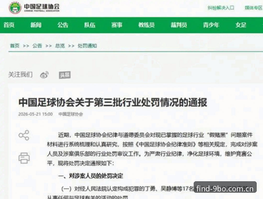 博体育最新版本 中国足协第三批禁足名单深度评测:从行业乱象看体育治理新趋势